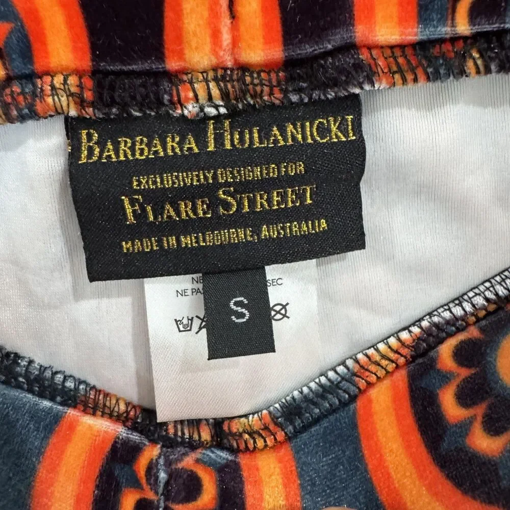 Free People Flare Street Barbara Hulanicki Pants Womens Small Orange Velvet - Picture 3 of 10